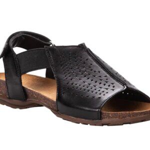Propet Black Sandals leather Open Toe 8WW 4E NWOT